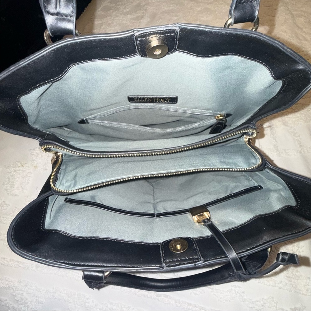 Ellen Tracy Black Embossed Satchel - Picture 3 of 5